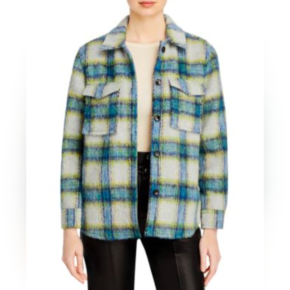 Rails Jackets & Blazers - Rails Wool Turner Blue Plaid Oversized Fuzzy Shirt Jacket Shacket Womens Sz S
